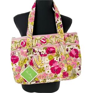 Vera Bradley Betsy Make Me Blush Zip-Top Tote Shoulder Bag Pink/Green/Ivory NWT